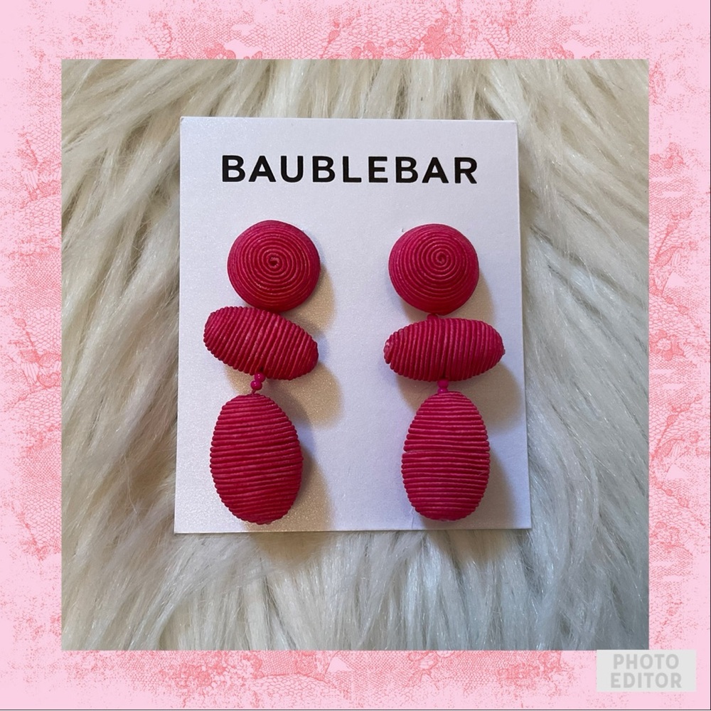 Baublebar Textured Drop Earrings - New on Card - Pink